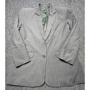 Wild Fable Blazer Womens Large Gray White Pinstripe Lined Two‎ Button MQ6501 New